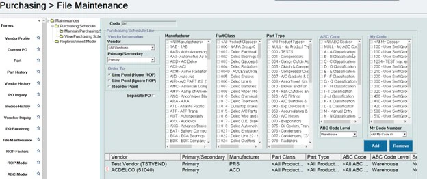 screenshot of Epicor Vision